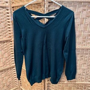 LOVE ELLE Emerald Cross-back Sweater - L, Emerald